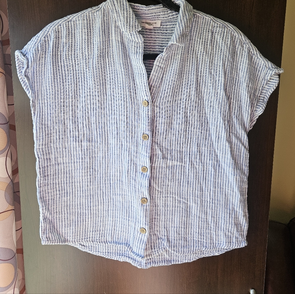 Beachlunchlounge Blue and White Striped Shirt